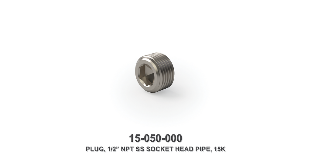 1/2" NPT SS Socket Head Pipe Plug 15K