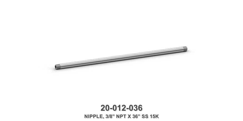 15K 3/8" NPT x 36" Stainless Steel Nipple