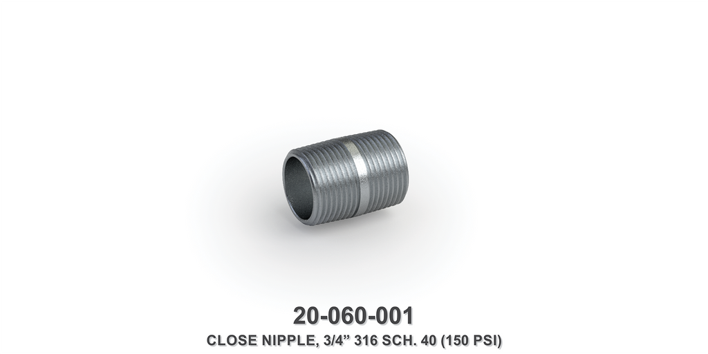 3/4" Close Nipple, 316 SCH 40