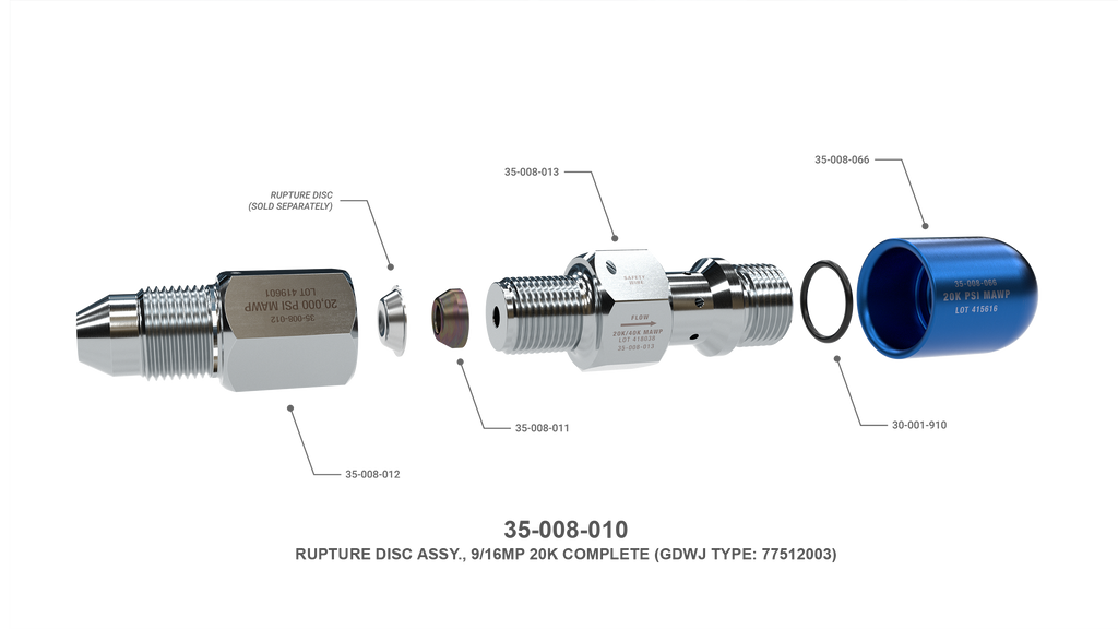 20K psi RUPTURE DISC HOLDER, 9/16 MP