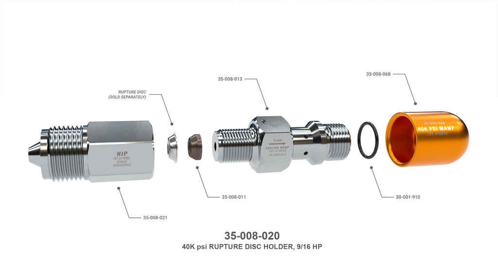 40K psi RUPTURE DISC HOLDER, 9/16 HP