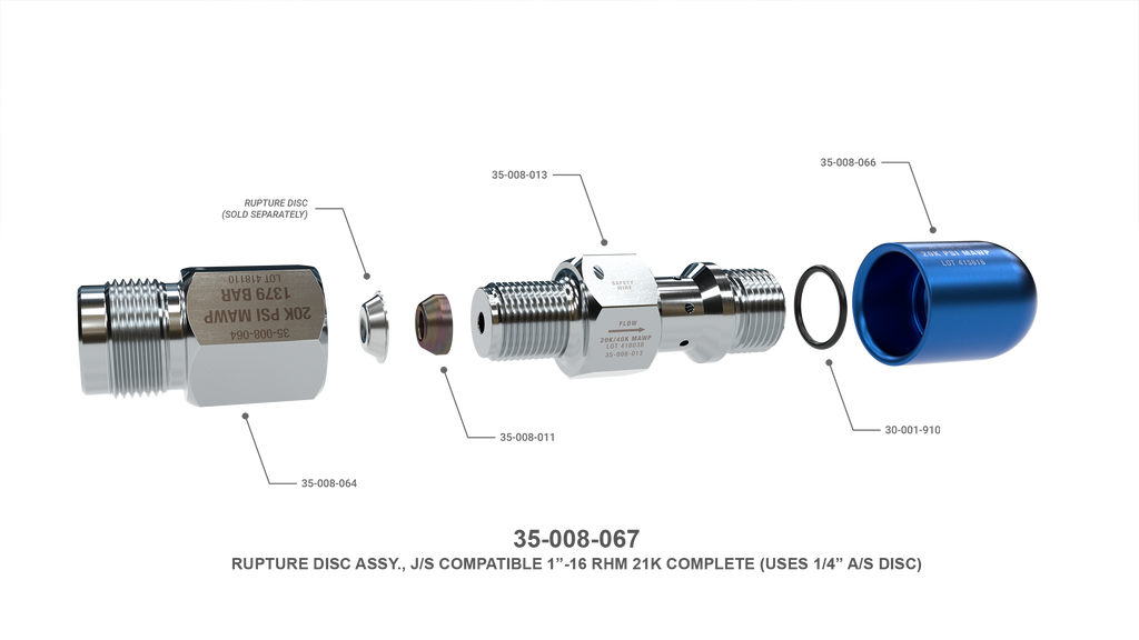 20K psi RUPTURE DISC HOLDER, 1"-16 (PORT STYLE)