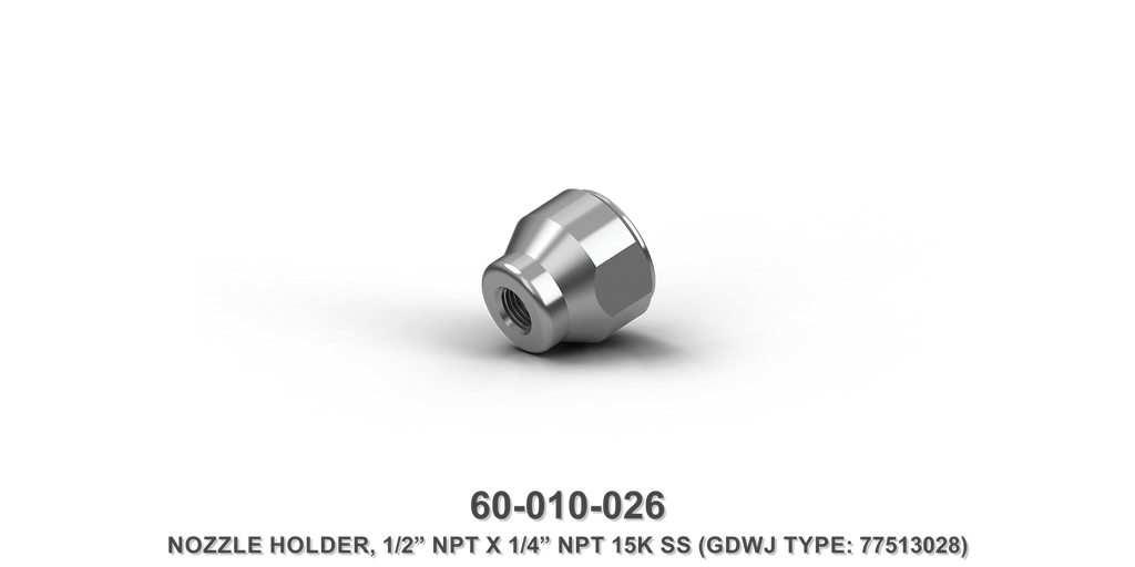 15K 1/2" NPT x 1/4" NPT Stainless Steel Nozzle Holder