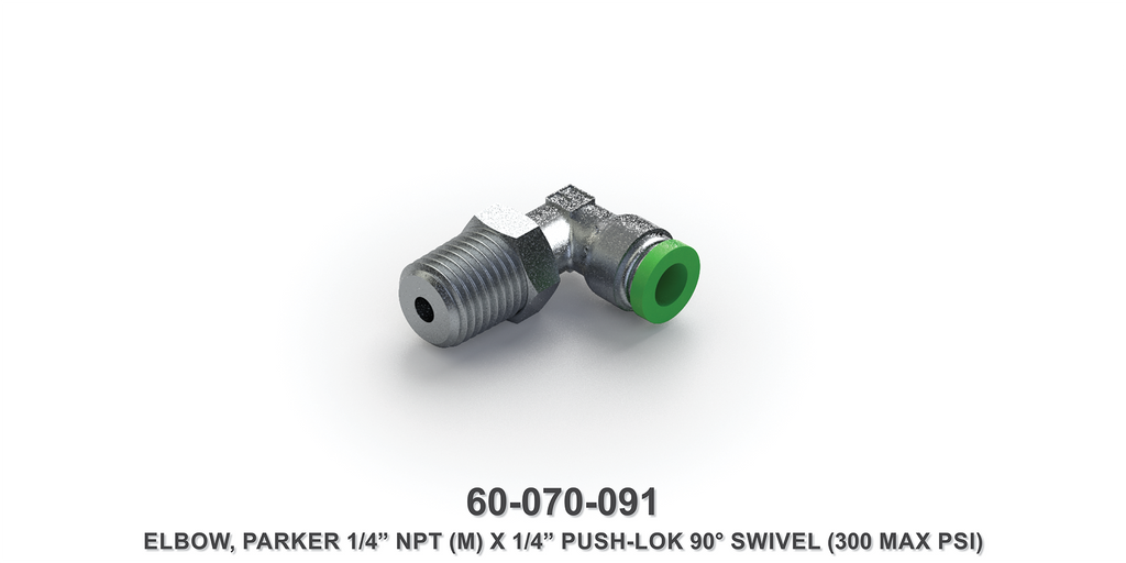 Parker 1/4" NPTM x 1/4" Push-Lok 90-Degree Swivel Elbow