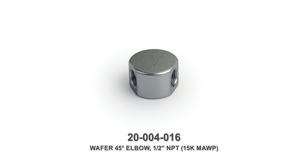 15K MAWP 1/2" NPT 45-Degree Wafer Elbow