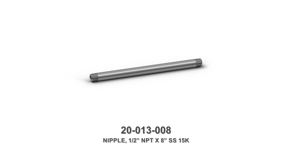 15K 1/2" NPT x 8" Stainless Steel Nipple
