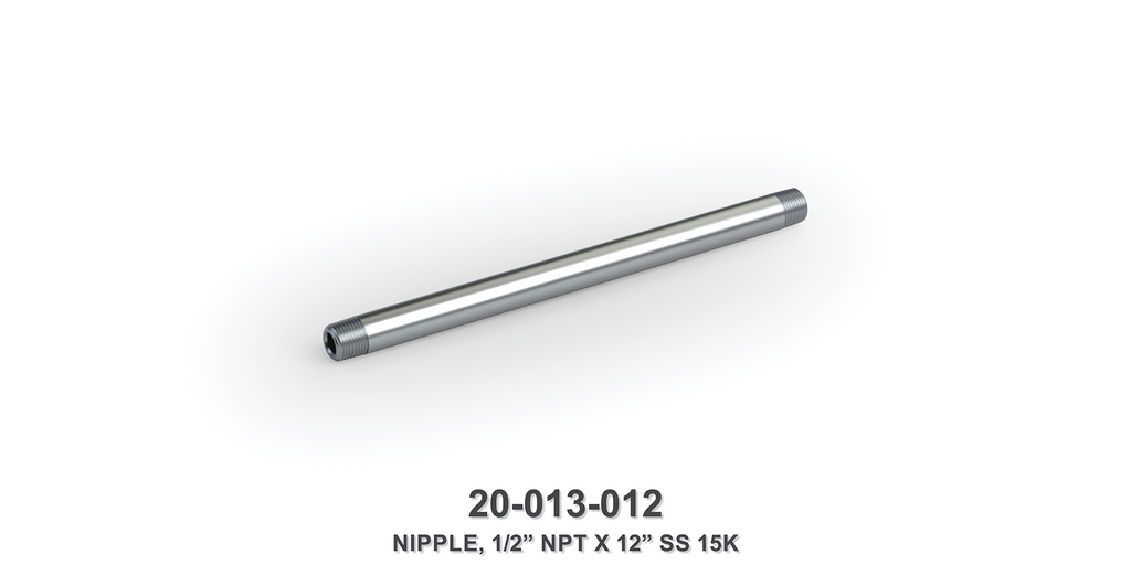 15K 1/2" NPT x 12" Stainless Steel Nipple