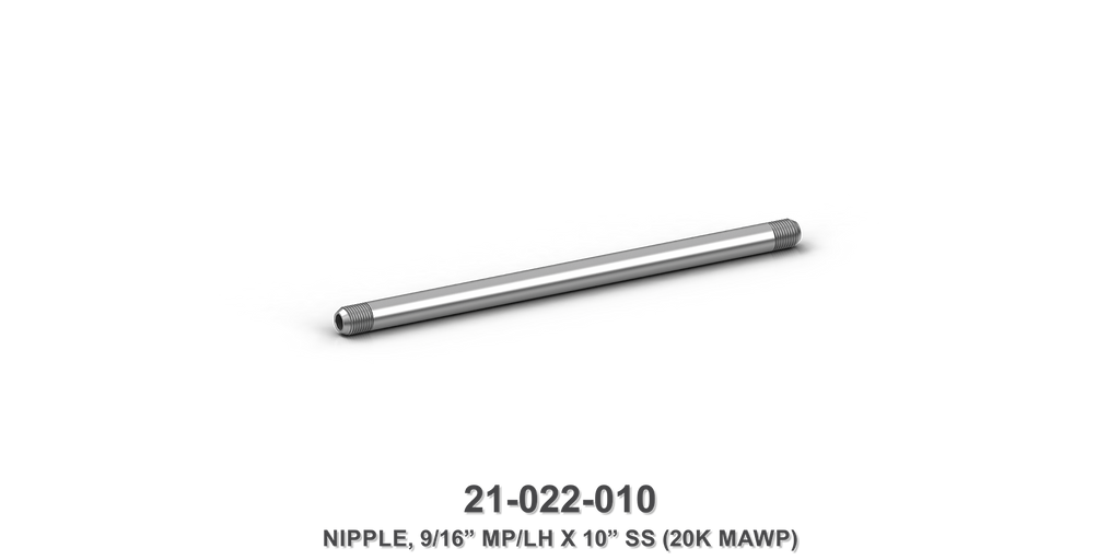 20K MAWP 9/16" MP/LH x 10" Stainless Steel Nipple