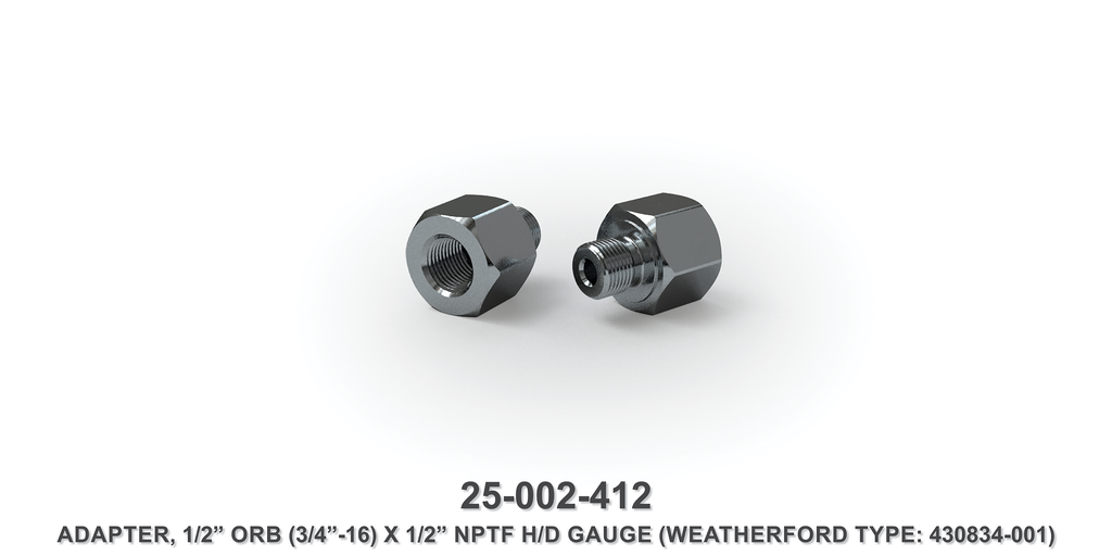 1/2" Orb x 1/2" NPTF H/D Gauge Adapter - Weatherford Type