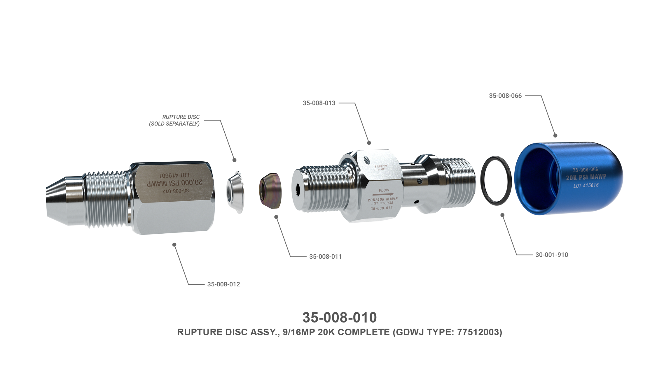 20K psi RUPTURE DISC HOLDER, 9/16 MP – Advanced Pressure Systems