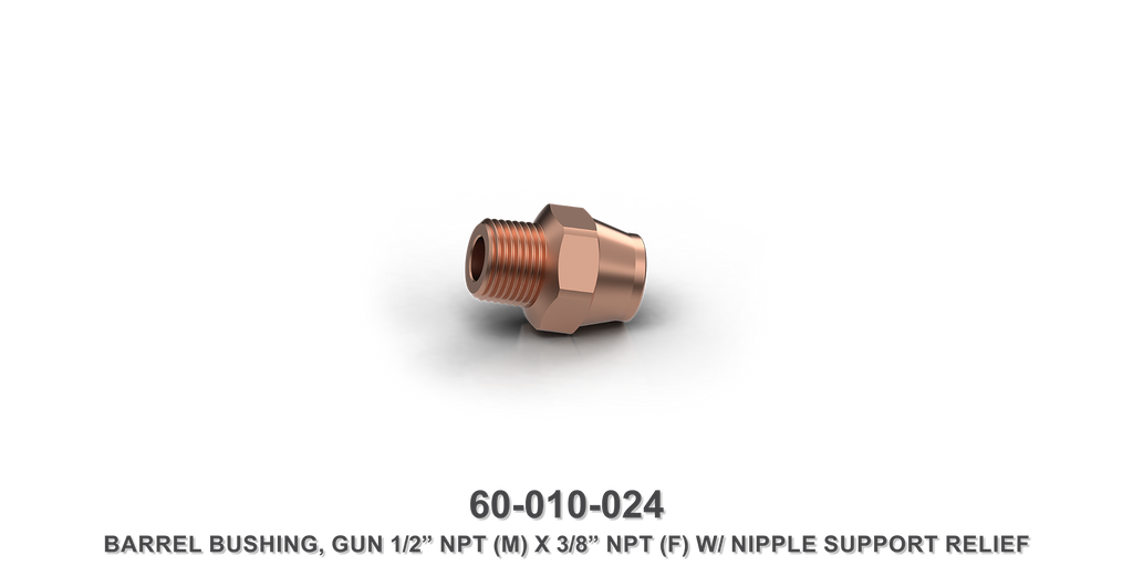 1/2" NPTM x 3/8" NPTF with Nipple Support Relief Barrel Bushing